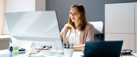 Corporate Support Service Agent On Desktop Computer