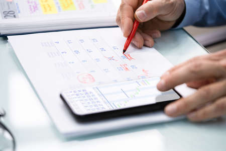 Calendar Agenda Schedule. Man Marking Appointment Datesの写真素材
