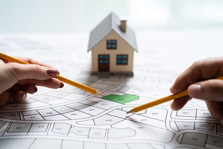 Land Development Map. Developer With Project Plotの写真素材