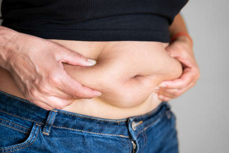 Fat Button Belly And Body. Overweight Big Abdomenの写真素材