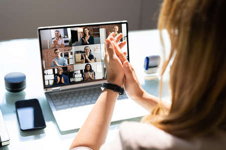 Virtual Business Meeting Video Conference Call Chatの写真素材