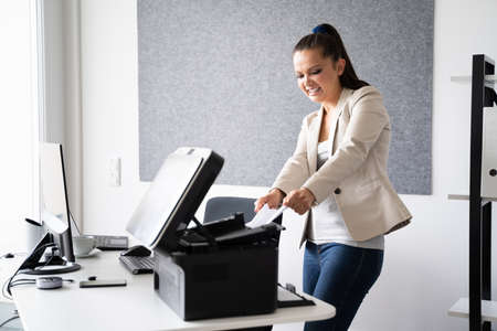 Broken Office Printer. Annoyed By Paper Jam