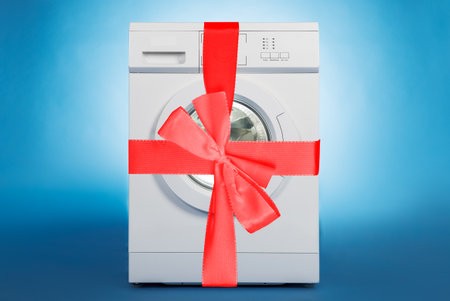 Clean Washer Machine Front. Laundry Equipment Applianceの写真素材