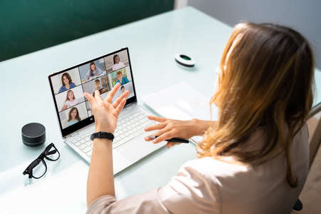 Teacher Online Meeting With Children. Teaching Class
