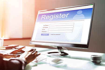 African American Typing To Register Internet Username On Computer