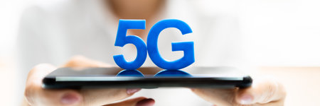 5G Mobile Phone Internet. Wireless Smartphone Signalの写真素材