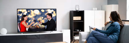 Watching TV Or Television Room House On Sofa