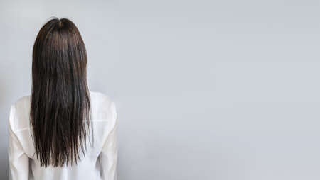 Model Woman With Long Healthy Straight Hair After Treatmentの写真素材