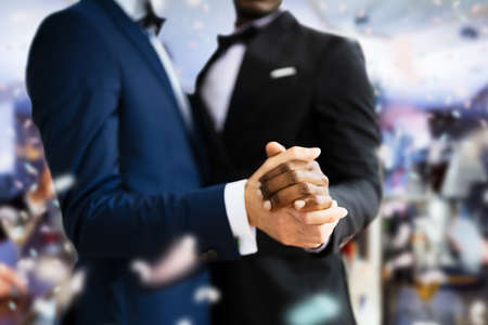 Happy LGBT Couple Having Fun And Dancing. Homosexual Relationshipの写真素材