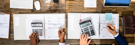 Tax Compliance And Invoice Accounting Using Calculator In Office