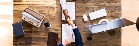 Staffing Interview In Office. Law Recruiter Meeting Handshakeの写真素材