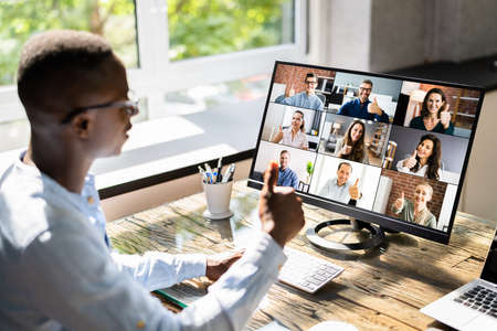 Video Conference Webinar Call On Business Laptop Thumbs Up
