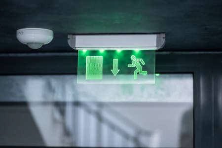 Emergency Evacuation Exit Sign. Fire Escape Guide