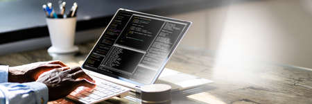 African American Web Developer Programmer. Coding Software