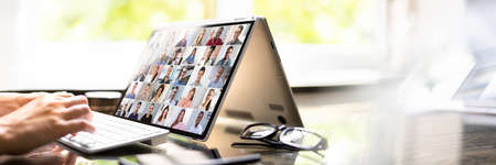 Online Video Conference And Digital Webinar On Screen