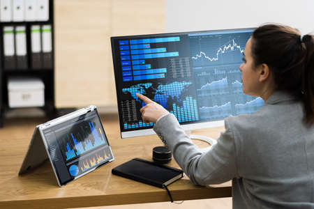 Predictive Business Data Analytics. Financial Analyst Womanの写真素材