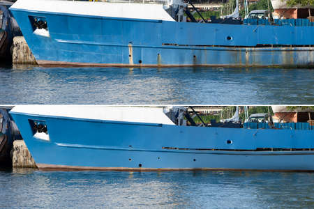 Boat And Yacht Painting And Repair Services. Before And Afterの写真素材