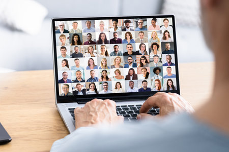 Video Conference Webinar Online Call Meeting On Laptop Computer
