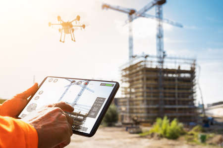 Aerial Surveillance Aircraft Or Drone. Digital Monitoring Technology