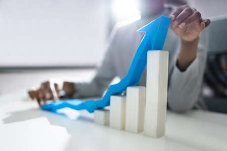Sales Growth Chart Acceleration. 3D Bar Graph