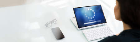 Installing Software Update Progress. Computer Loading Patch From Internetの写真素材
