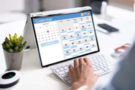Booking Meeting Calendar Appointment On Laptop Onlineの写真素材