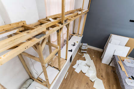 House Interior Before Renovation And Remodel Constructionの写真素材