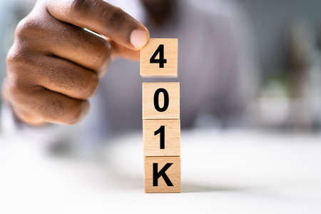 African American Man With 401K Blocks. Income Money Investment