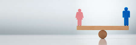 Gender Equality Seesaw Banner. Equal Sex Lawの写真素材