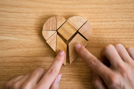 Puzzle Heart Concept. Romantic Relationship And Valentine