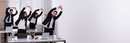 Company Fitness Stretch Exercise. Corporate Business Group