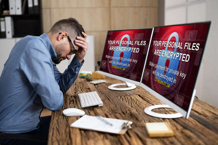 Ransomware Cyber Attack Showing Personal Files Encrypted Screen