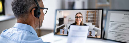 Virtual Job Interview Webcast Using Online Video Conferenceの写真素材
