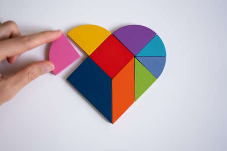 Puzzle Heart Concept. Romantic Relationship And Valentineの写真素材