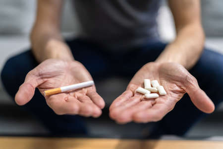 Addictive Smokeless Nicotine Chew Gum. Healthy Quit Tobacco Drugの写真素材