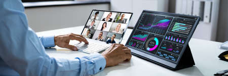 Virtual Video Conference Call Meeting And Financial Presentation
