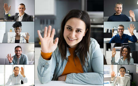 Online Video Conference Meeting Group Call Screenの写真素材