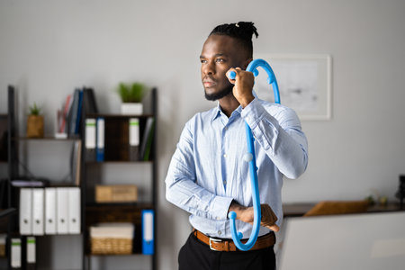Man Using Muscle Hook For Trigger Point Massageの写真素材