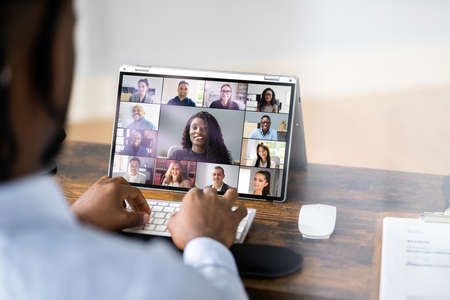 Online Video Conference Work Call Or Webinarの写真素材
