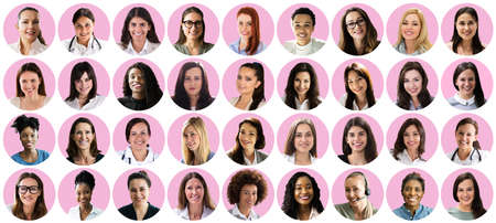Woman Avatar Face Collage. Diverse Headshot Photos