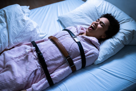 African Woman With Sleep Paralysis And Sleepwalkingの写真素材