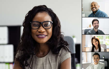 Video Conference Call Screen. Managing Remote Businessの写真素材