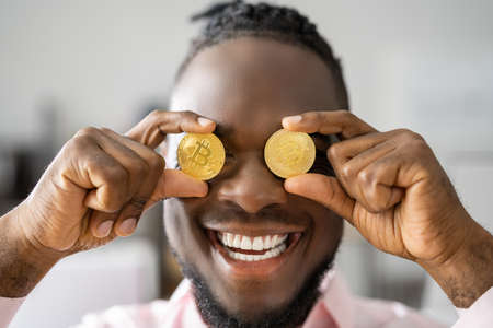 Bitcoin Digital Currency Technology. Electronic Financial Goldの写真素材