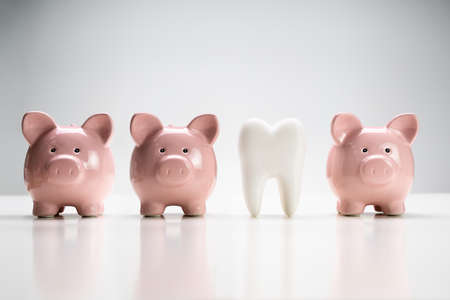 Dental Money And Dentist Cost. Tooth Implant Insuranceの写真素材