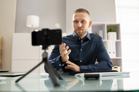 Online Elearning Video Conference On Mobile Phone