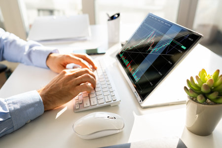Online Stock Market Trade Software On Laptop