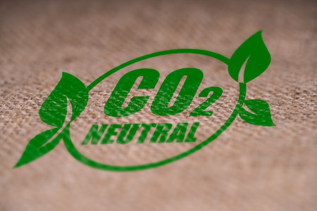Environment Leaf Label Print. Co2 neutral Neutral Green Symbolの写真素材