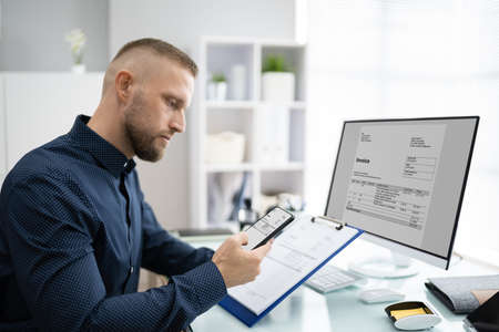 Taking Document Picture Or Photo With Phone. Smartphone Optical Document