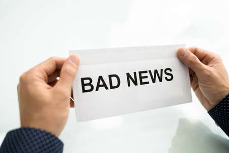 Bad News Letter Envelope. Receiving Mail. Business Problemsの写真素材