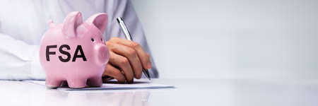 FSA - Flexible Spending Account. Piggybank And Money Savings Conceptの写真素材